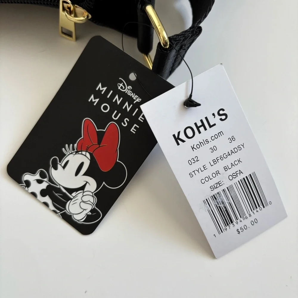 Bioworld Disney Minnie Mouse Black Polka Dot Crossbody Coin Pouch Set NWT